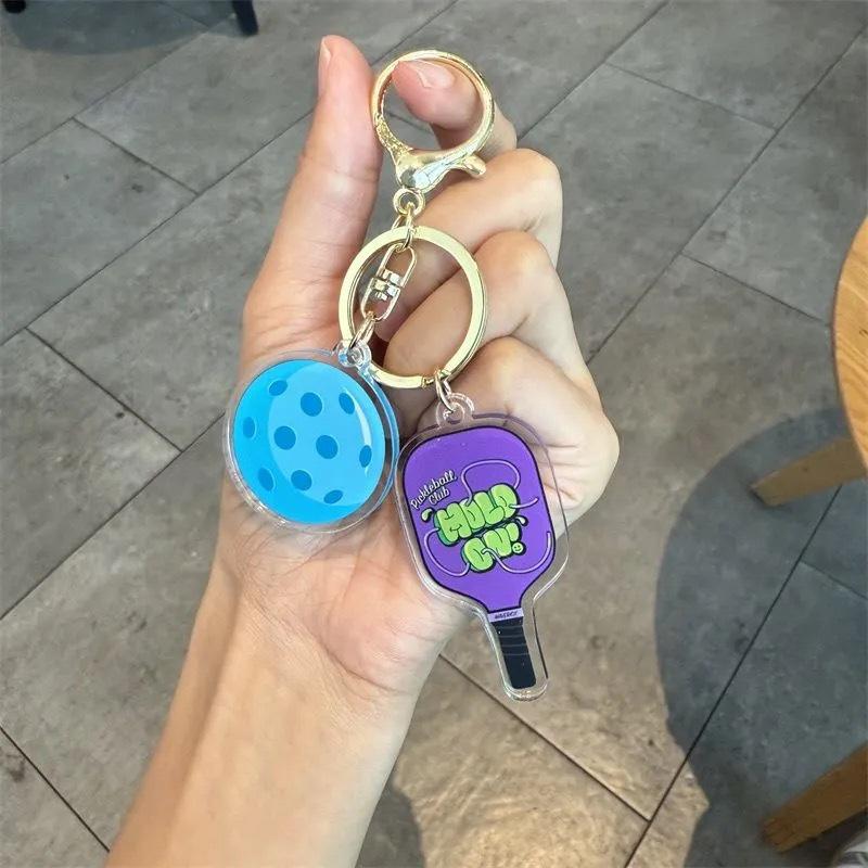 Creative Cartoon Pickleball Paddle Keychain Ornament - Fun Unisex Backpack Pendant Gift