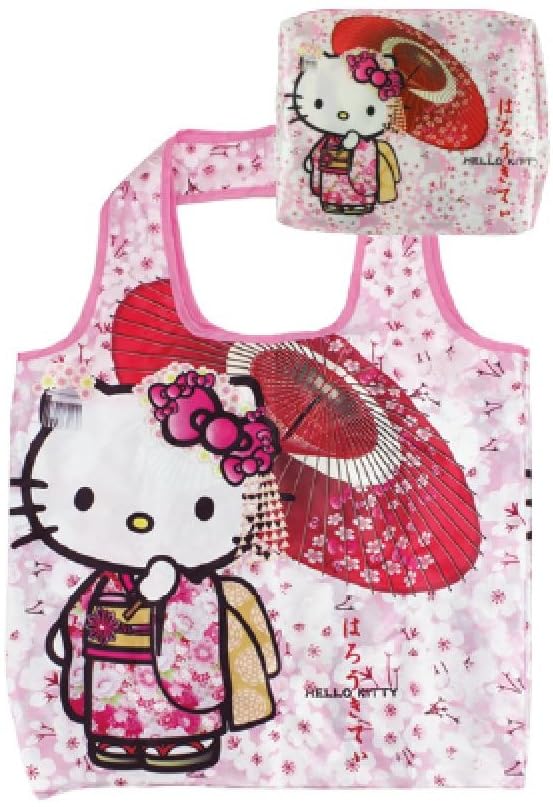 Yasuda Tsusho Hello Kitty Japanese Pattern Eco Bag with Cherry Blossom KT Eco Bag Japanese X Umbrella, 303, H37.5 W45.5cm