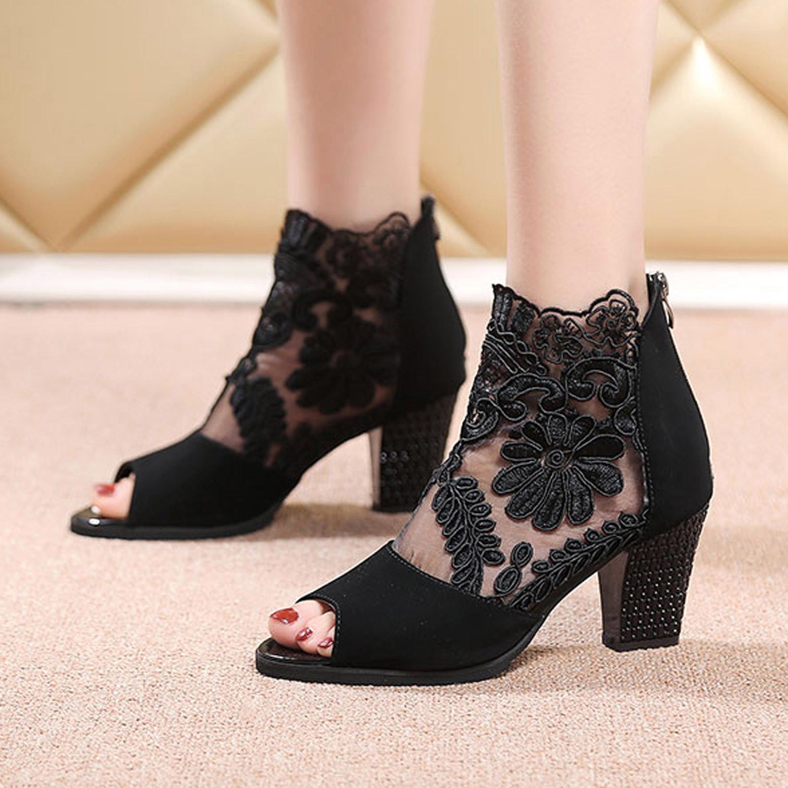 Женская обувь летние новые дышащие сандалии с круглым носком толстым каблуком и открытым носком сетчатые дышащие сандалии 37 чёрный 2274₽