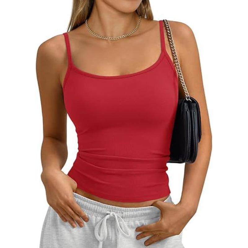 Canottiera da Donna a Coste con Spalline Sottili Scollo Rotondo Vestibilità Aderente Casual
