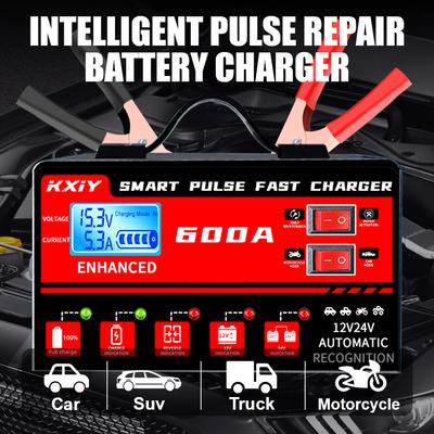 Reparare Inteligentă cu Puls Ștecher EU/SUA 12V 24V 600A Detectare Tensiune Temperatură Încărcător Baterie Auto Afișaj LCD Digital Oprire Automată
