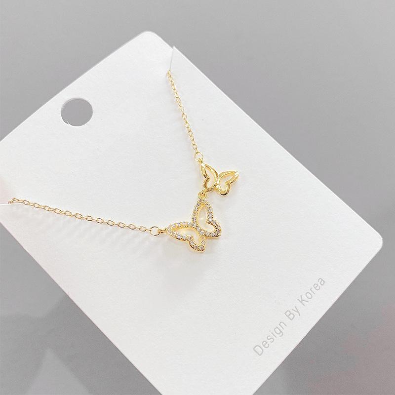 Exquisite Korean Style Butterfly Pendant Necklace for Women