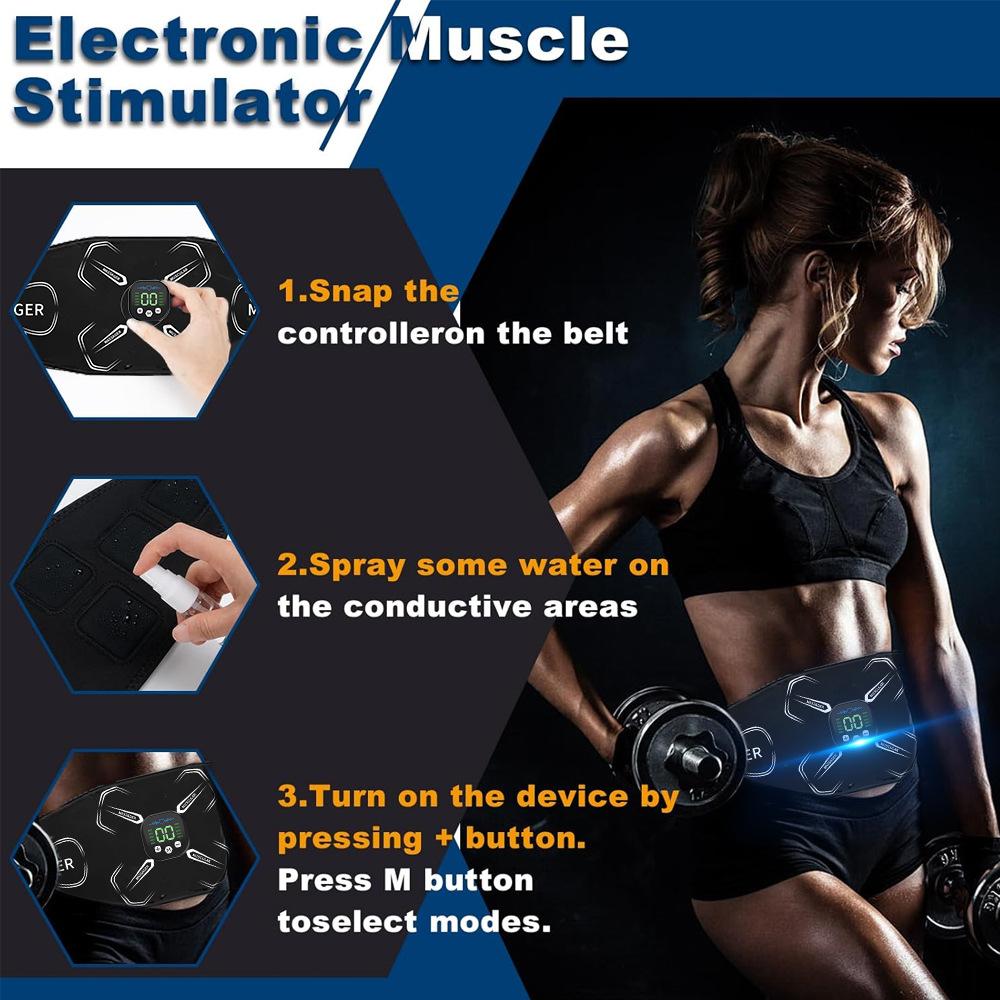 Smart Abdominal Toning Belt EMS Muscle Stimulator Toner Waist Abs Trainer Body Slimming Home Fitness Massager USB Recharge