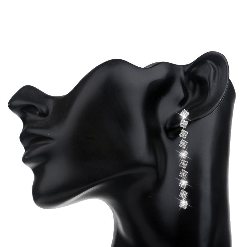 Rhinestone Bridal Bracelet Earrings Two-piece Set, Simple Dress Wedding Accessories Set Wedding Accessories 9