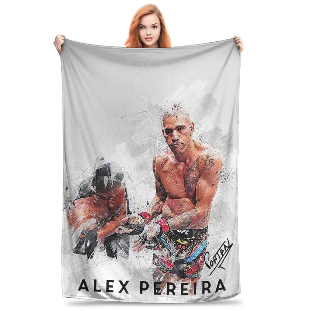 Flannel Throw Blanket Alex Pereira Bootleg Fighter Boxing Warm Plush Blankets Soft Bedspread for Bed Livingroom Home Picnic Sofa