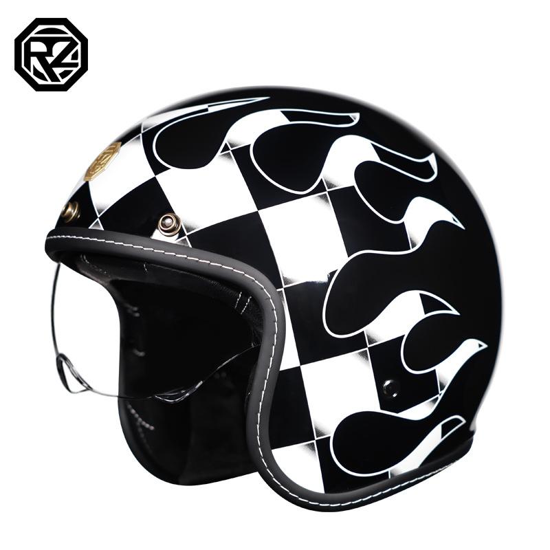 ORZ Motorcycle retro helmet for men and women, half helmet for cruising3/4Helmet for scooter, suitable for all seasons, personalized3C Authentication