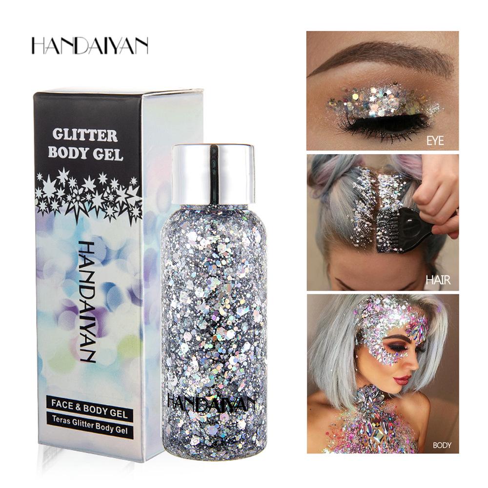 HANDAIYAN Chunky Glitter Body Gel, Holographic Face & Hair Shimmer Liquid Sequin Gel, Sparkle Festival Makeup for Stage Party Dance