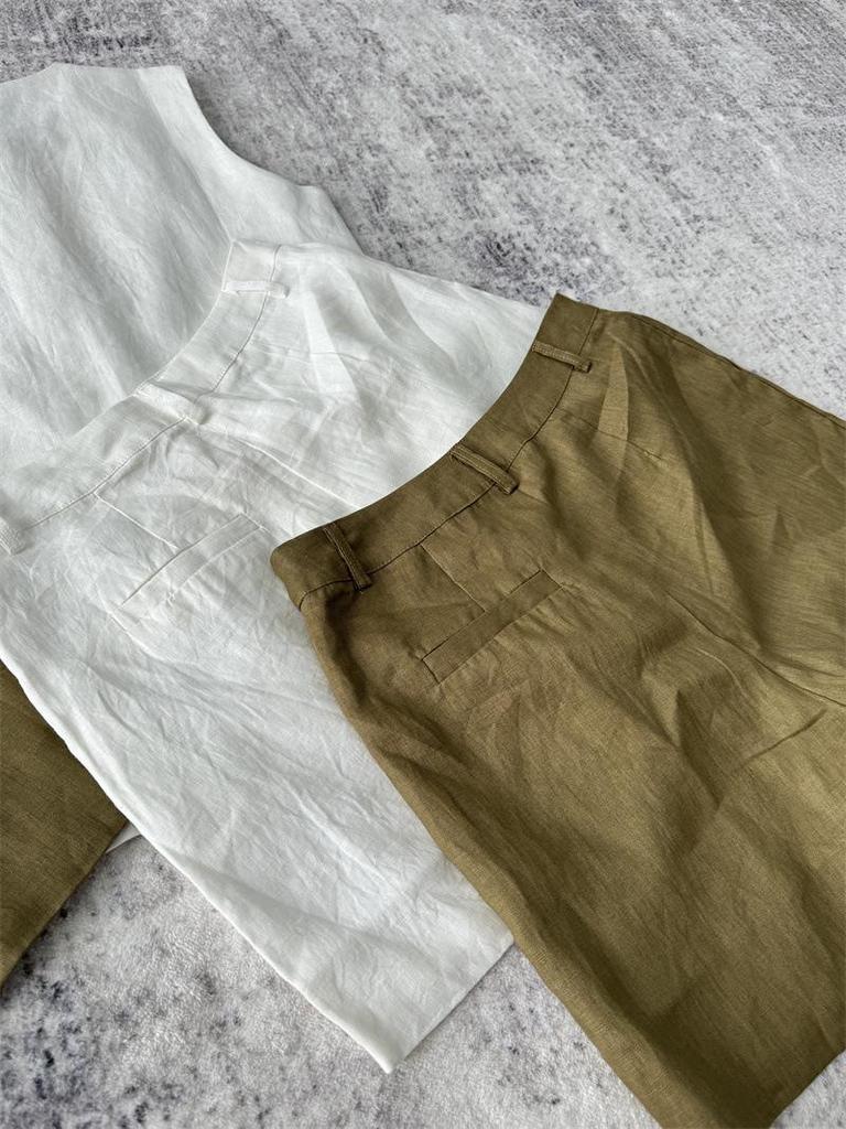 2024 Summer Women's Luxury Minimalist Linen Vest and Shorts Set