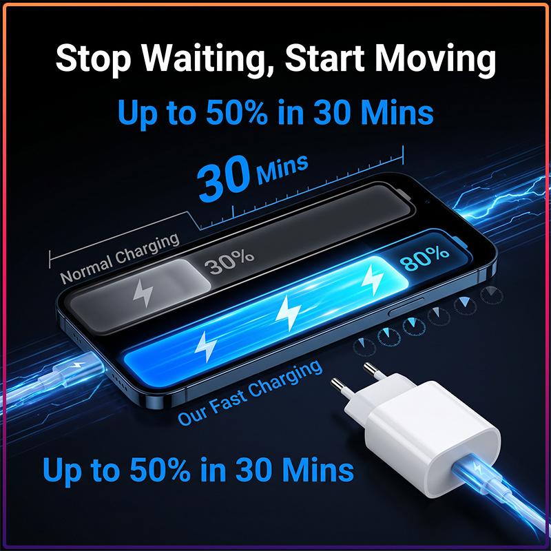 Original Portable 20W USB-C PD Fast Charging Charger EU Plug Type C Wall Power Adapter For iPhone 8 To 17 iPad AirPods