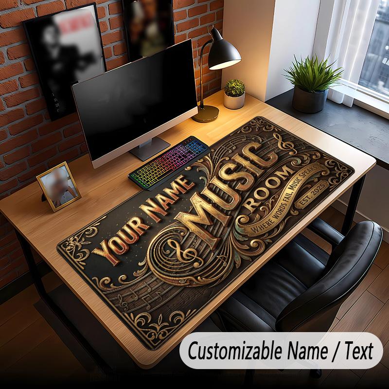 Music General Theme Custom Mouse Pad Personalized With Name Text Customized Desk Mat For Office Home Decor