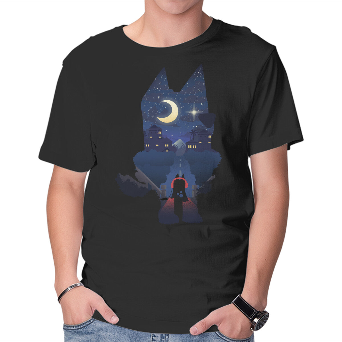 Unisex Crew Neck T-Shirt Bluey Night Graphic Short Sleeve Casual Tee XL