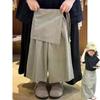 Girls' Spring/Fall Loose-Fit Wide-Leg Pants: Solid-Color, Minimalist Design, Straight-Leg Pants for Young Girls