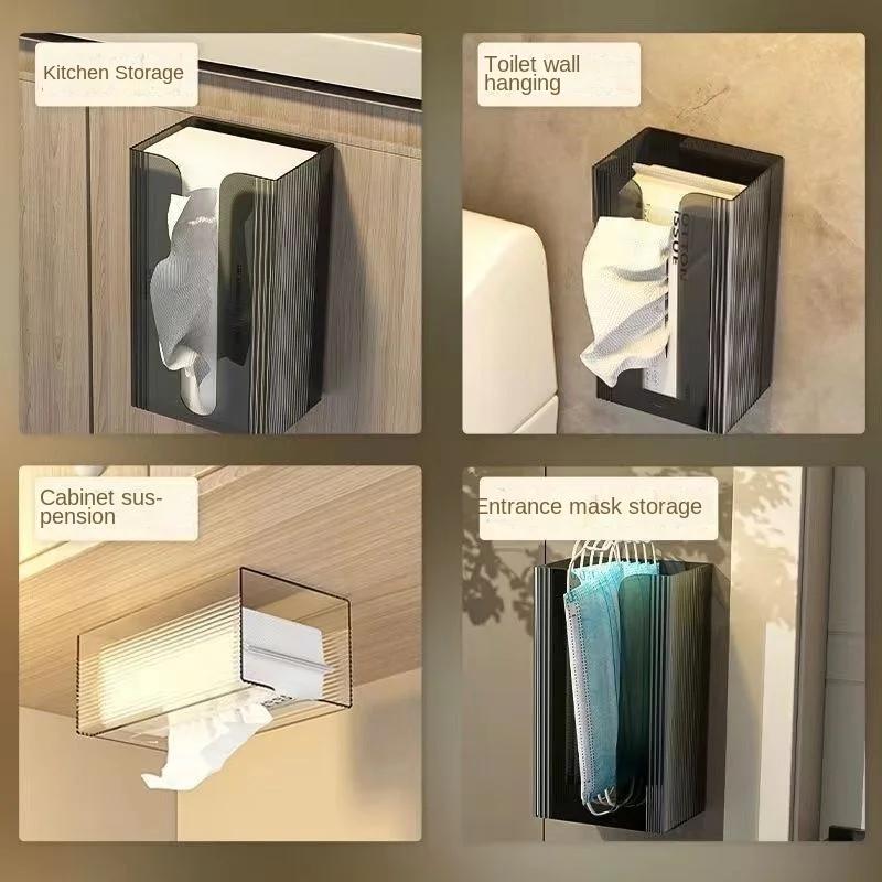 Punch-free Toilet Paper Holder Box Waterproof Storage Toilet Paper Storage Rack Paper Towel Kitchen Bathroom Storage Box