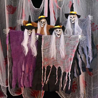 Skull Hanging Ghost Halloween Decoration Hooded Skull Hanging Ghost Haunted House Secret Room Scene Layout Props