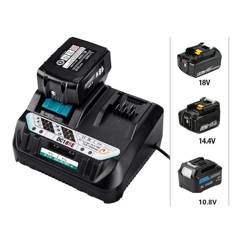 Fast Dual-Port Li-Ion Battery Charger For Makita 14.4V 10.8V 12V 18V BL1041 BL1430 BL1830 Li-ion Battery 3A Charger