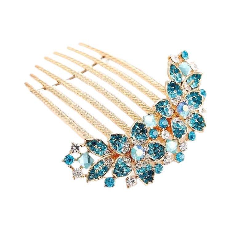 Korean Rhinestone Adult Hairpin: Seven-Tooth Metal Comb Hair Ornament