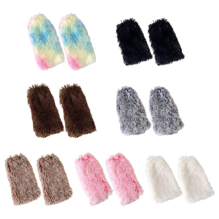 Furry Leg Warmers Winter Wear for Everyday Outfits Festivals Women Colorful Fuzzy Plush Boot Cuffs Footless Calf Socks