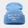 New letter embroidery brimless stacking hat men's and women's simple versatile ear protection knitted hat couple wool hat