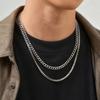 2pcs Trendy Chain Necklace for Men Boys,Stainless Steel Silver Gold Color Cuban Chain Collars,Box Chain Twisted Rope Chain Gift