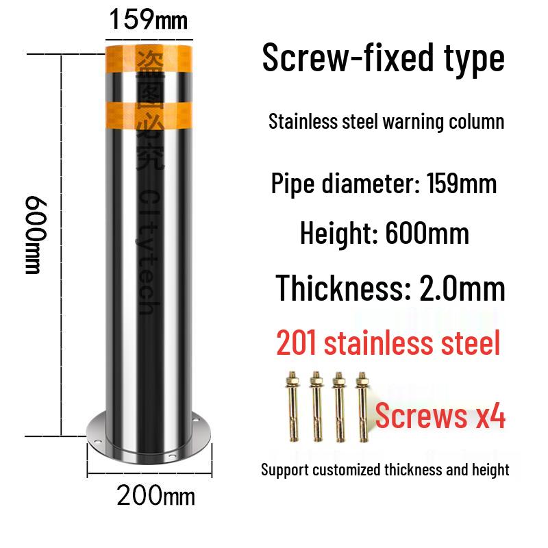 Stainless Steel Reflective Bollard: Thickened Anti-Collision Road Post, 304 Steel Parking Space Isolation Post.