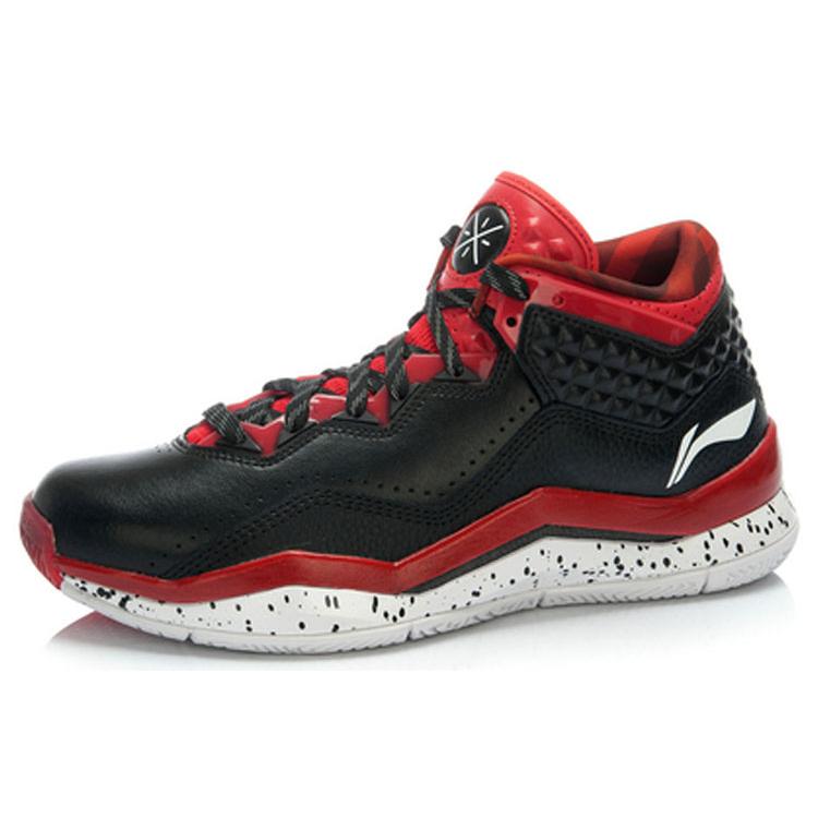 Li Ning WOW 3 Lightweight Anti Slip Mid top Basketball Shoes Men's Black Red White ABAJ013-2