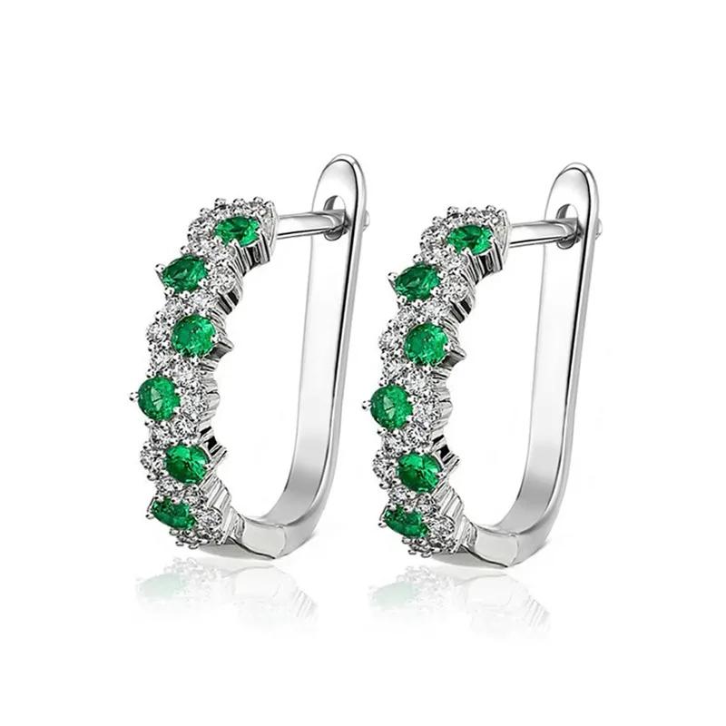 New Luxury Trendy Blue Cubic Zirconia Hoop Earrings Wedding Party Elegant Accessories For Women Anniversary Gift Jewelry