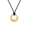 Stainless Steel Geometric Oval Necklace for Women, Adjustable Long Black Cord Metal Pendant Necklace Waterproof Jewelry