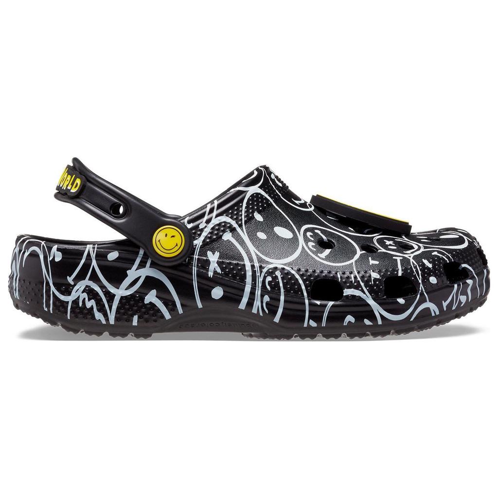 Crocs Classic Smiley World Clogs Black White 207971-0C4