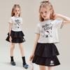 Hello Kitty Girls Summer Suit 2025 New Sweet and Cool Korean Style Cartoon Kidsren's Short-Sleeved Skirt Two-Piece Set