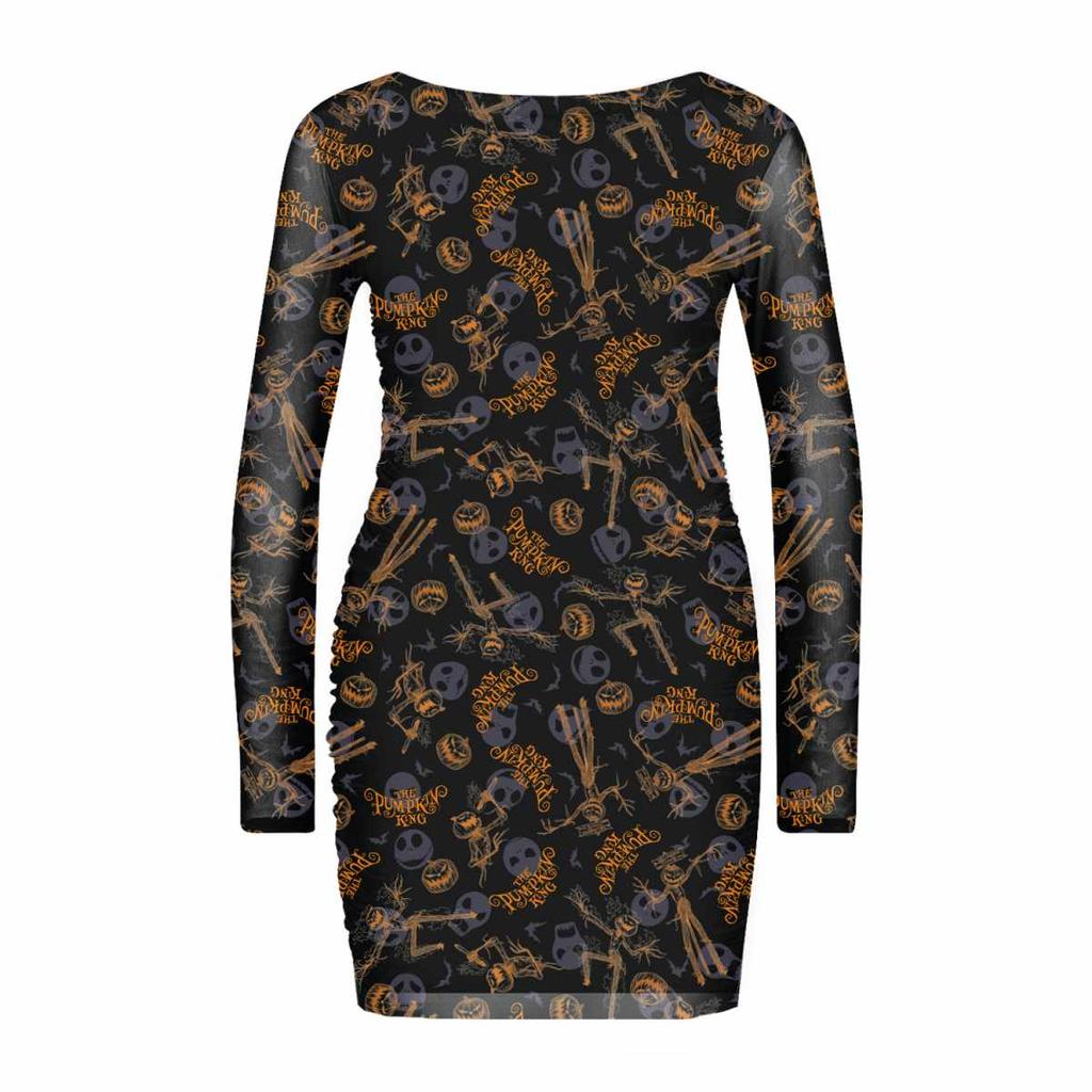 Nightmare Before Christmas Womens/Ladies Pumpkin King Mesh All-Over Print Bodycon Dress