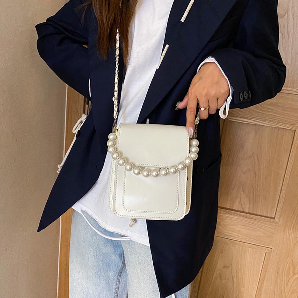 Pearl Chain Weave Tote Shoulder Messenger Bag