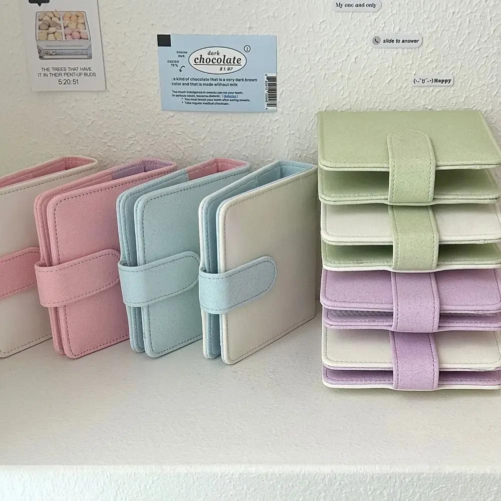 High Quality Binder Photo Album PU Leather A8 Photocard Collection Books Solid Color Loose-leaf Album Gift