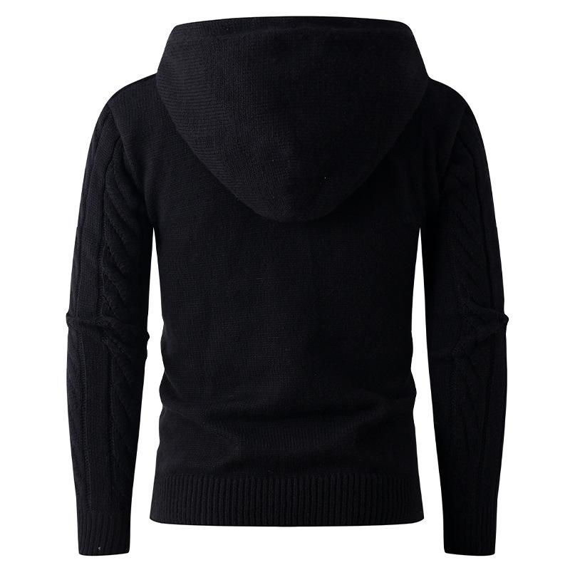 Autumn And Winter Men'S Solid Color Casual Sweater Green Men'S Loose Hooded Knitted Bottoming Shirt