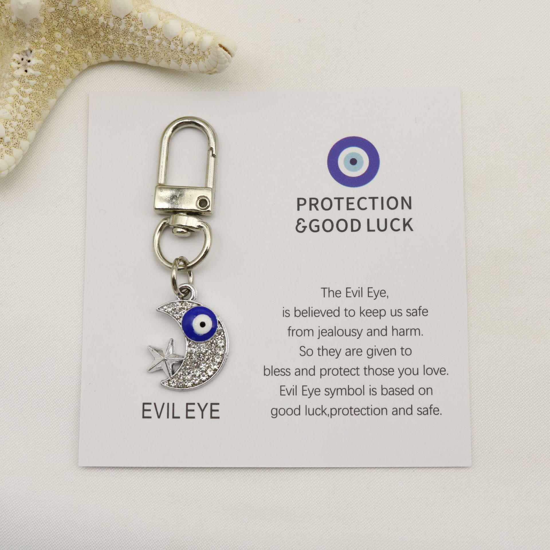Blue Evil Eye Keychain: Good Luck Protection Pendant