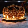 Laxmi Ganesh Saraswati Idol Diya Oil Lamp Deepak - Metal Lakshmi Ganesha Showpiece Statue - Traditional Diya for Diwali Puja - Diwali Home