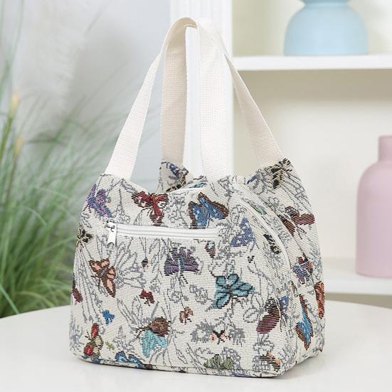 Waterproof Lunch Bag Stylish Floral Lunch Tote Portable Lunch Box Carrier for Women Commuting Picnic Camping