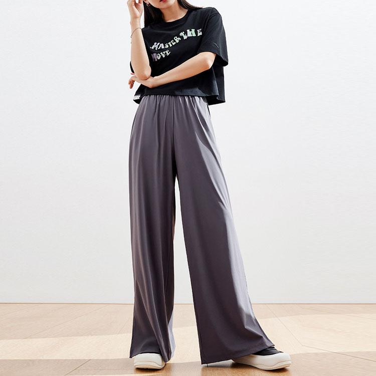 Anta Training Series Solid Color Mid-Rise Breathable Straight-Leg Casual Pants Women Bottoms Dark-Purple 962427303-2