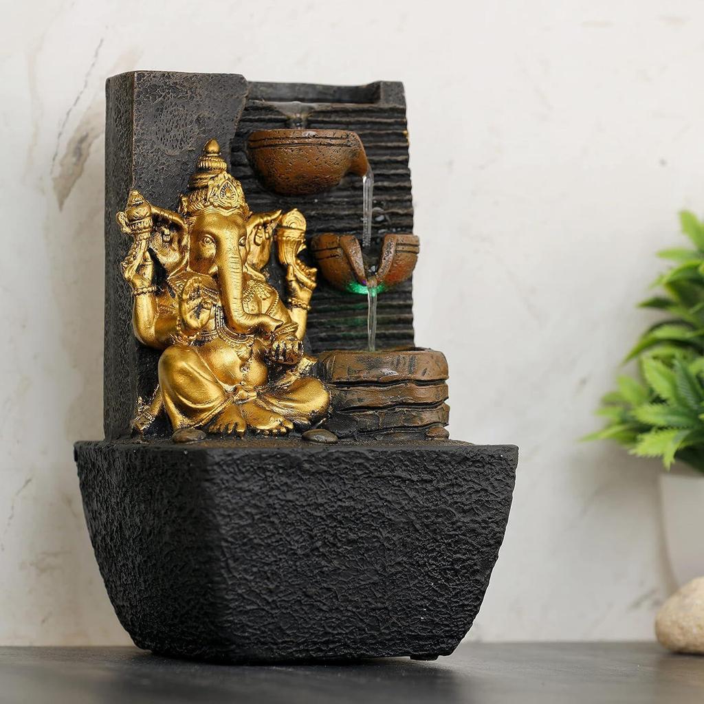 Polyresin Table Top Indoor Outdoor Water Fall Fountain with LED Lights Home Decor Decoration Gift Gifting Items