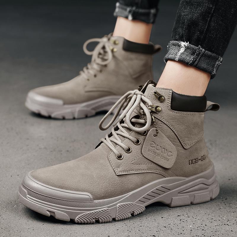 Fashion Fashion High Top Men Boots High Quality Trend Comfortable Men Work Boots Autumn New Original Non-slip Motorcycle Boots Casualr54