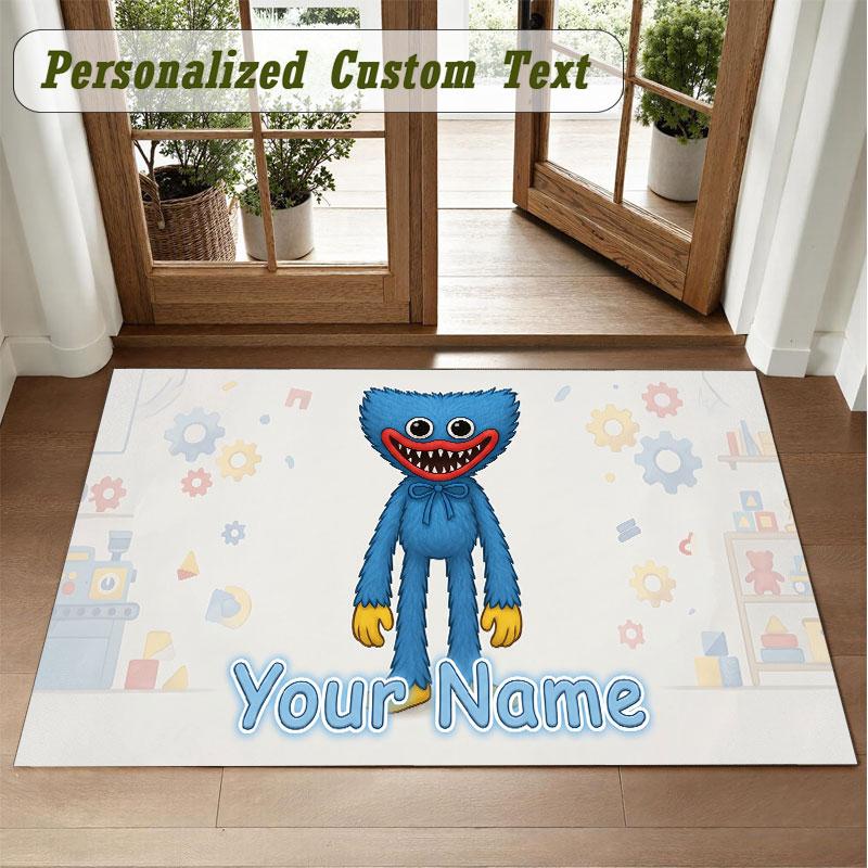 Crystal Velvet Square Rug Custom NamePoppy Playtime Pattern Non Slip Home Floor Decor Rug
