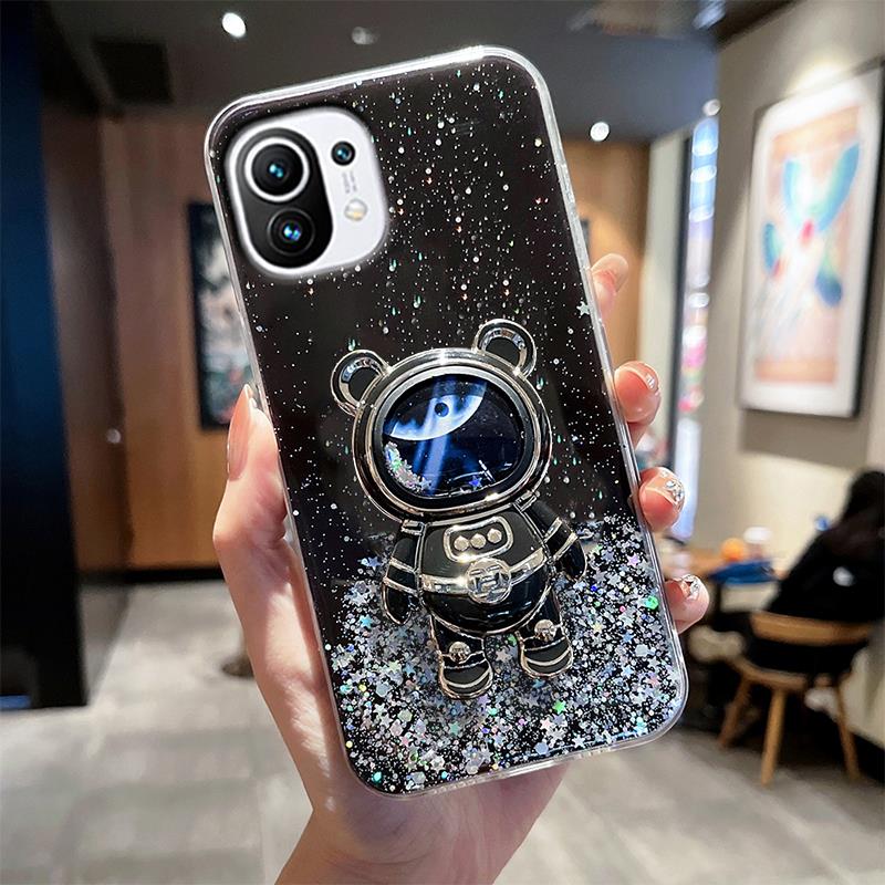 

Чехол-держатель Mi11lite Quicksand Astronaut для Xiaomi Mi 11 Lite 5g Ne 13 12 10t 11t 12t Pro 13lite 10 11i, силиконовый чехол-подставка for mi 11