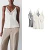 Spring New Women's French Style Elegant Sexy Lace Decorative Silk Satin Textured Vest Tops 1067261