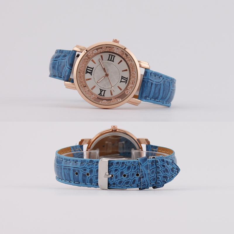 Women rystal Beads Watches Quartz Wristwatches Simple Leather Watch