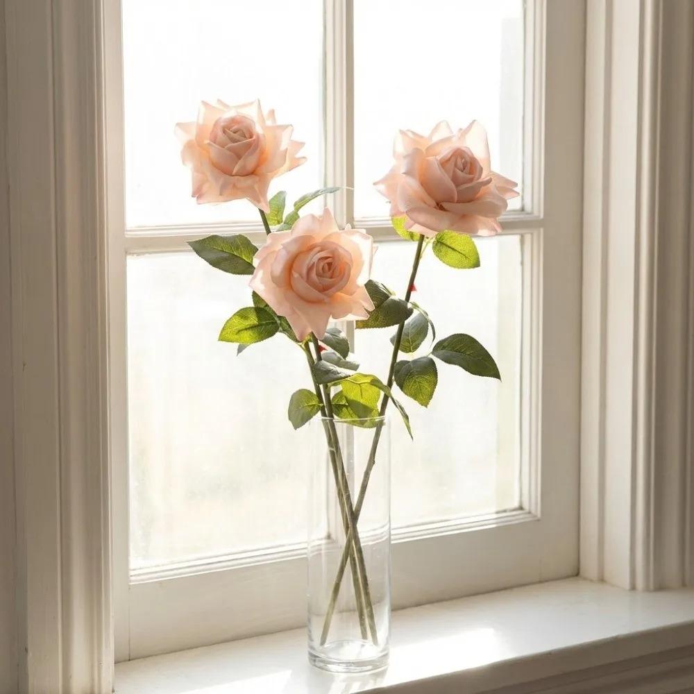 Cloth Artificial Rose Flower Iron Wire Simulation Rose Realistic Artificial Rose  Home Decoration