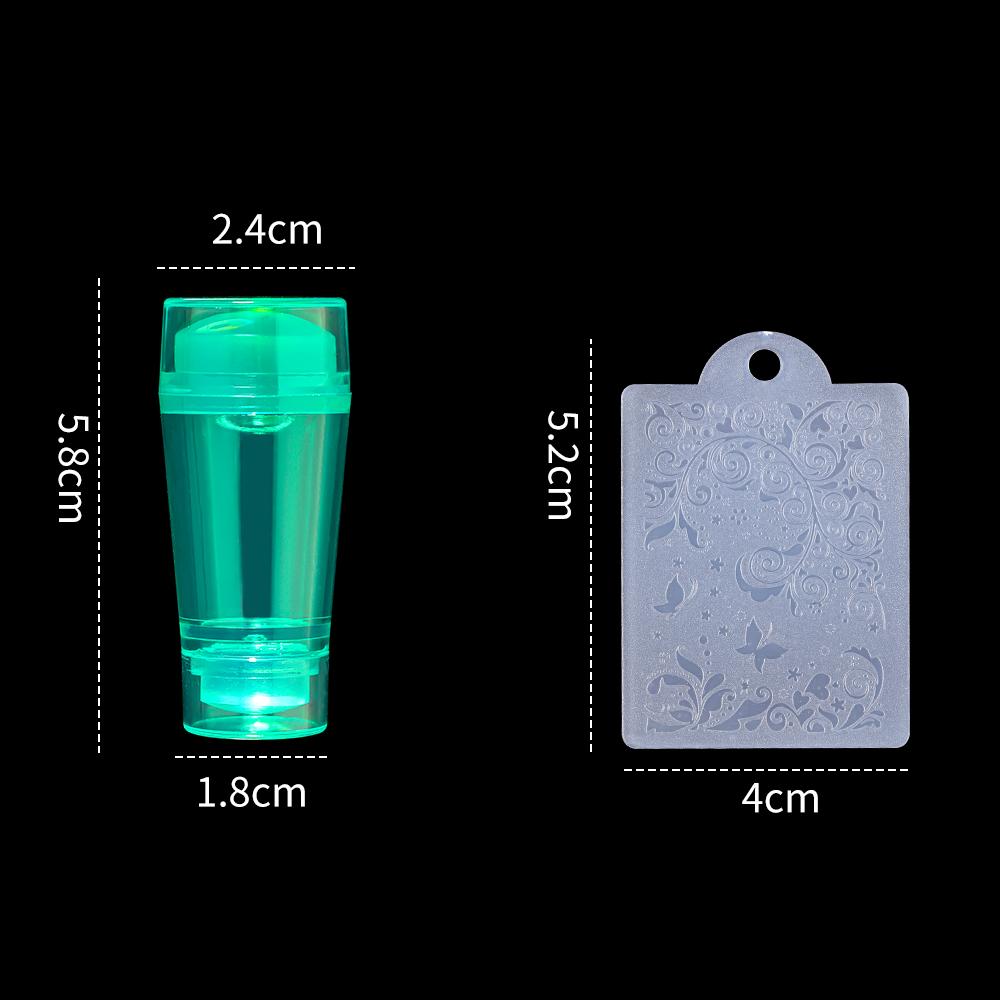 YIKOOLIN Double head Transparent Nail Stamper With Scraper Kit Stamping Nail Art Nails Accesories Silicone Stamp Manicure Tools