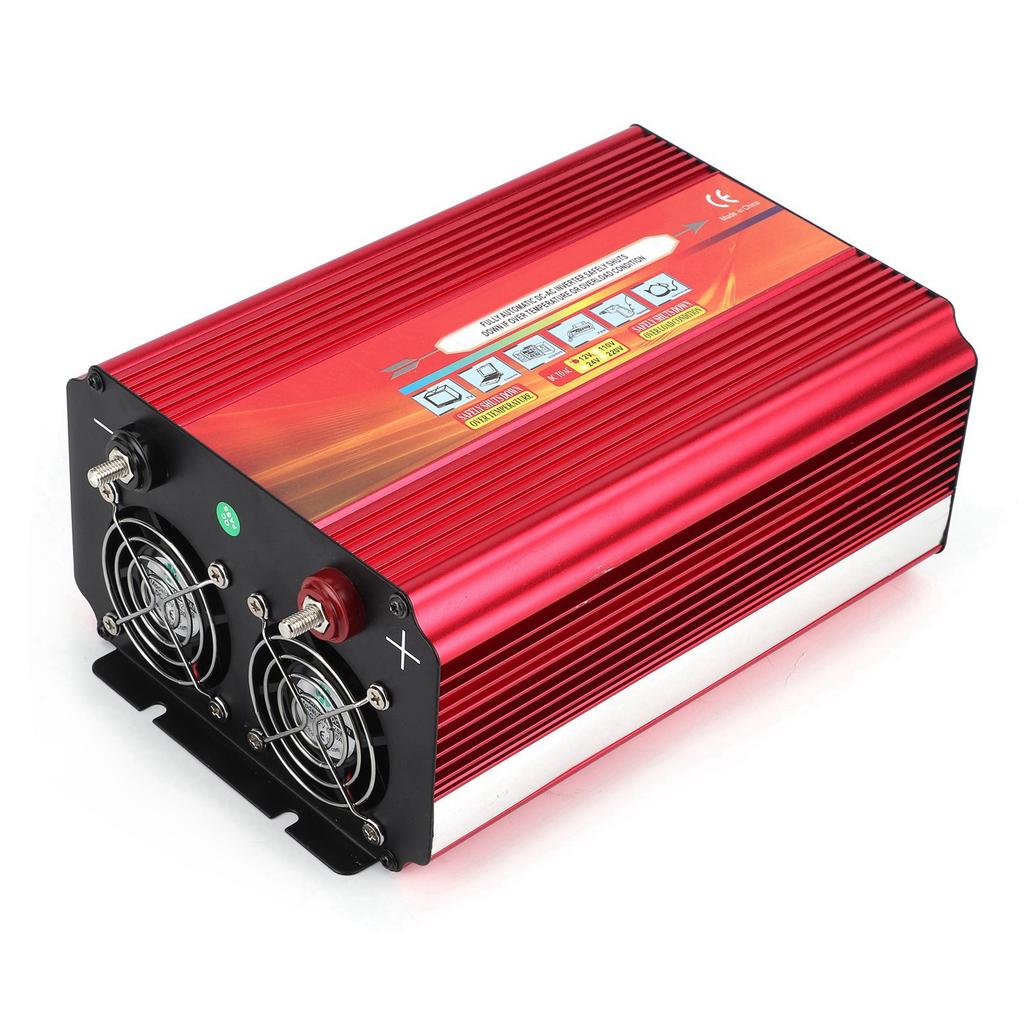 LCD 2000W Wechselrichter Hohe Leistung 2 Universalsteckdosen Dual-Lüfter WLDT Konverter DC 12V auf AC für Auto Outdoor