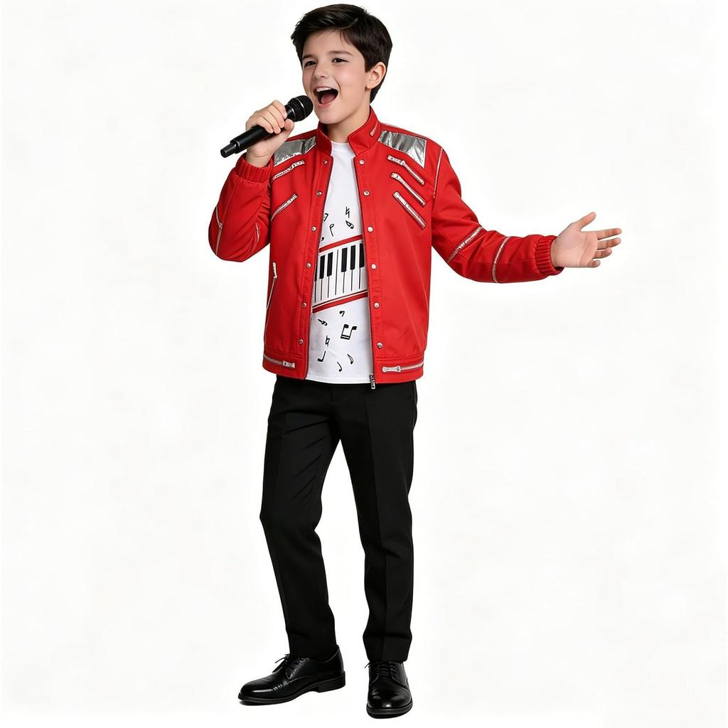 Kinder Tanzstar Kostüm Jungen 80er 90er Pop-König 3D-Druck Jacke Hemd Hose Outfit Geburtstagsparty Cosplay