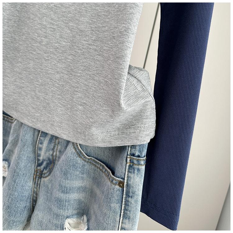 Women Modal Ribbed Long Sleeve T Shirt Slim Inner Top Spring Autumn Winter Versatile Wear
