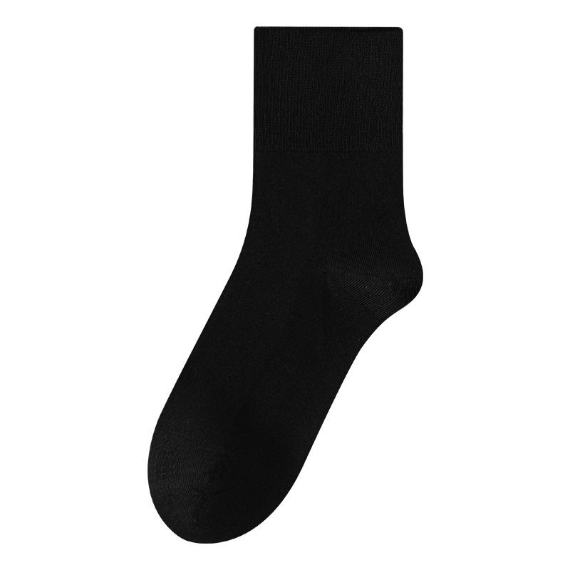 Men's Autumn and Winter Thickened Pure Cotton Loose Mid-calf Socks, Antibacterial and Deodorizing Long Calf Socks, Business Solid Color Men's Socks