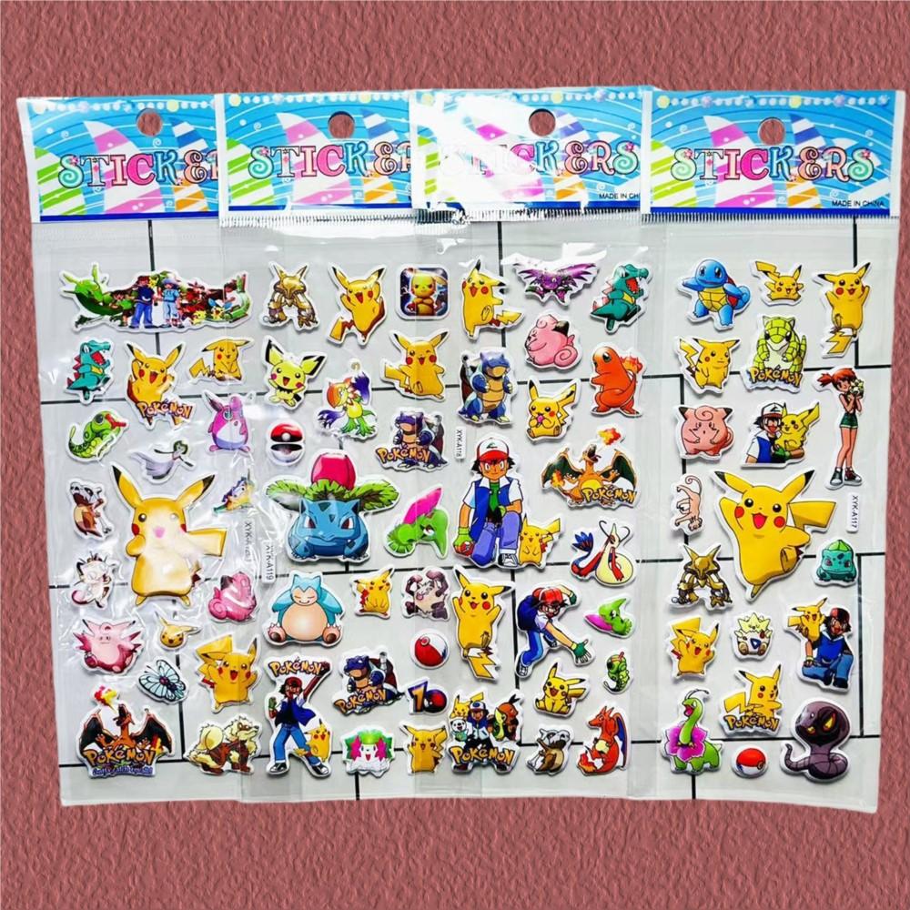 8Pcs Cartoon Pokmon Pikachu 3D Bubble Sticker Home Bedroom Diy Decor Mural Art Decals Children'S Gifts Adesivi Per Frigo